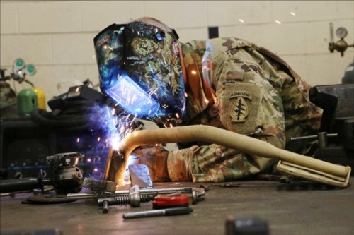 A welder in action