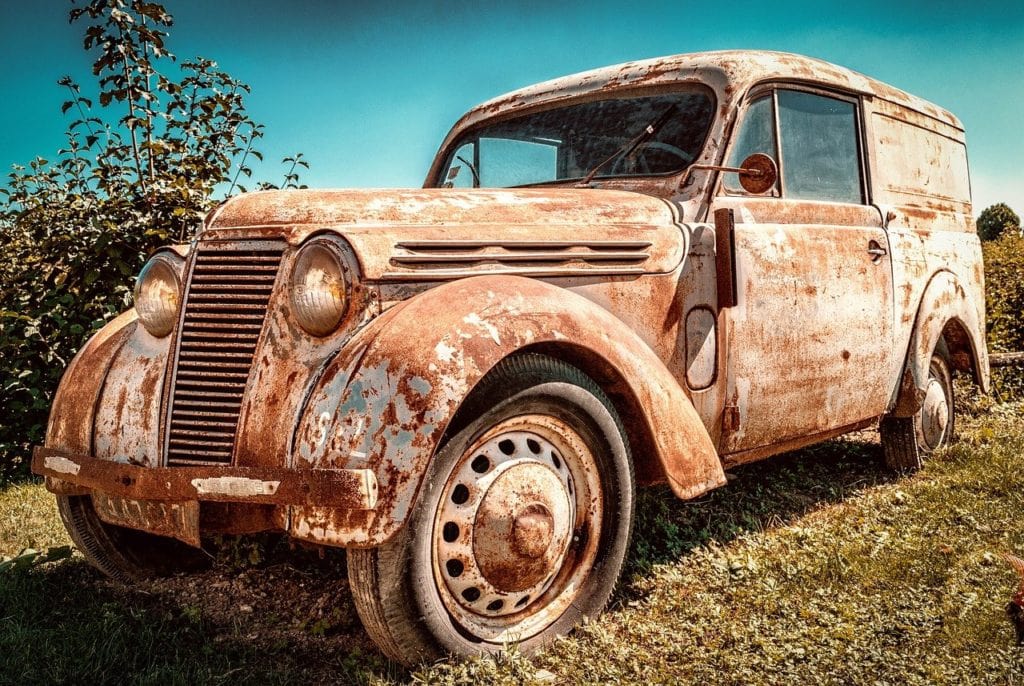 rusted car