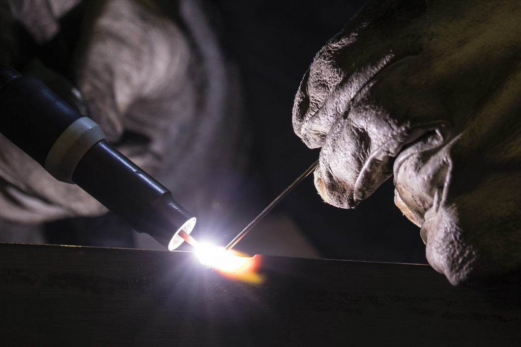 TIG welding close up