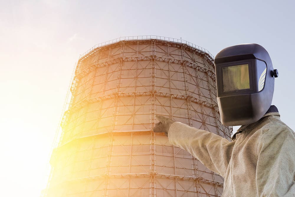 a nuclear welder outside the plant