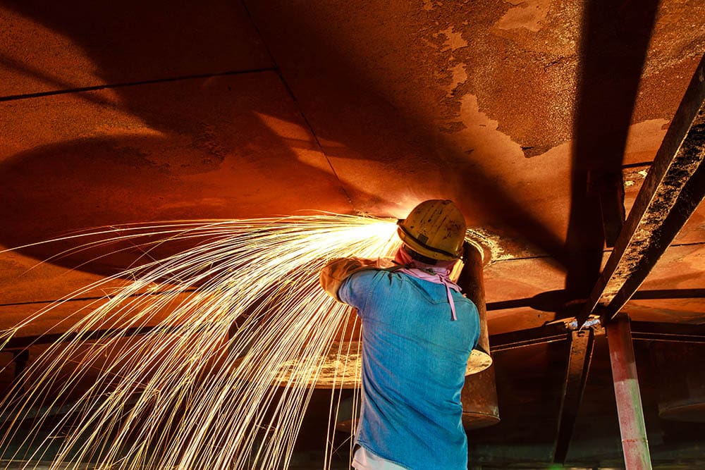 aerospace welder at work