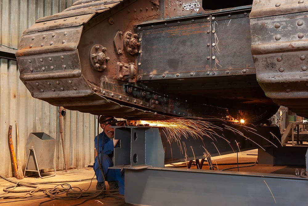 military support welder welding tank