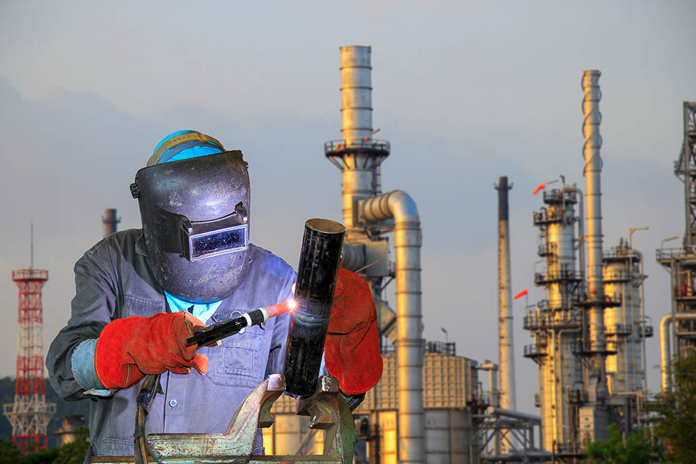 oil rig welder at work