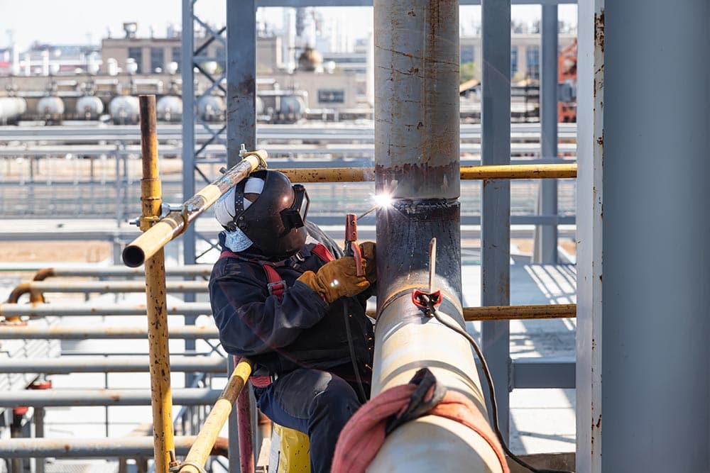 pipeline welder at work