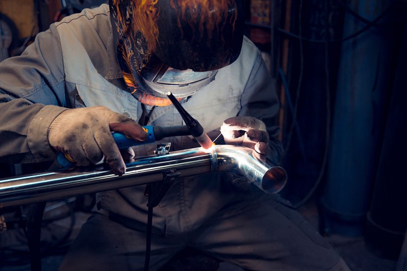 TIG welding of polished stainless steel pipe