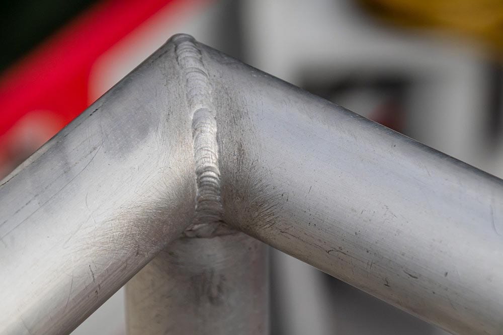 close up welded aluminum